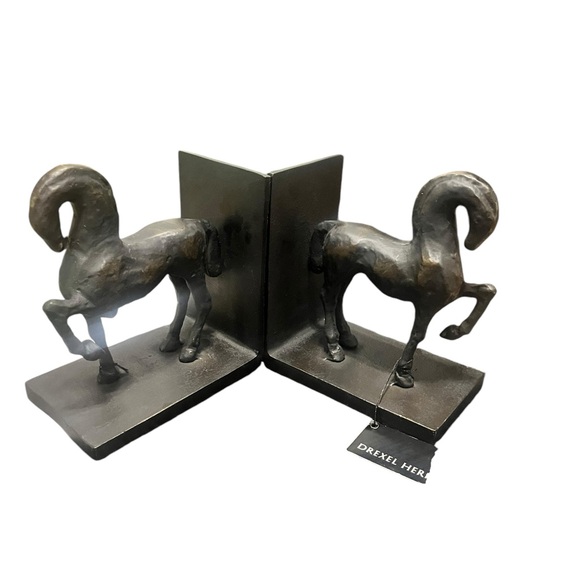 Drexel Heritage Horse Bookends, Industrial Farmhouse Decor, Rustic Bronze Set(2) - Picture 6 of 16